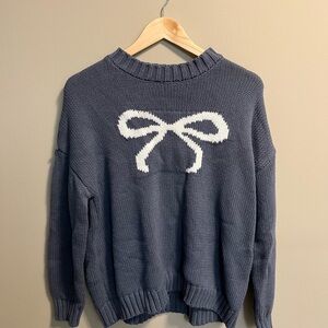 Sincerely Jules Blue Sweater with White Bow